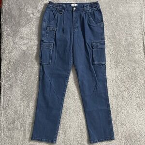 John Blair Jeans Mens Size‎ 34XL Cargo Blue Denim Stretch Flap Pockets Dark Wash